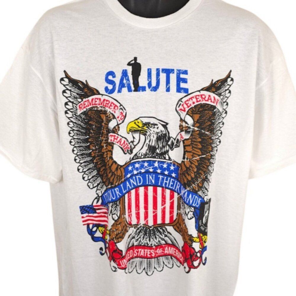 Military Veteran T Shirt Mens Size XL White Remember To Thank A Veteran